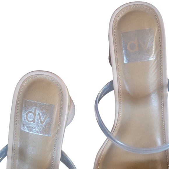 DV by Dolce Vita Women's Merrick Double Ban  Tan and Clear Heeled Sandals - Picture 5 of 8